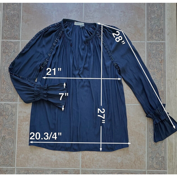 Ramy Brook Long Sleeved Blouse-Line of rings arm and shoulder Detailing XS /TP - Picture 2 of 8